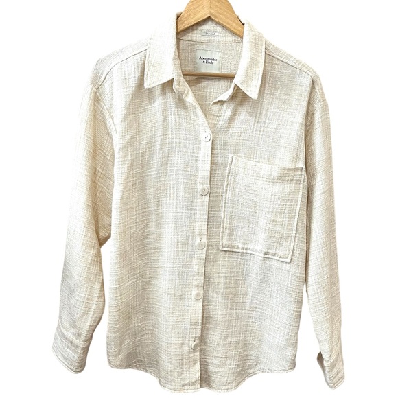 Abercrombie and Fitch Oversized Tweed button down shirt Minimalist Size Medium - Picture 4 of 13